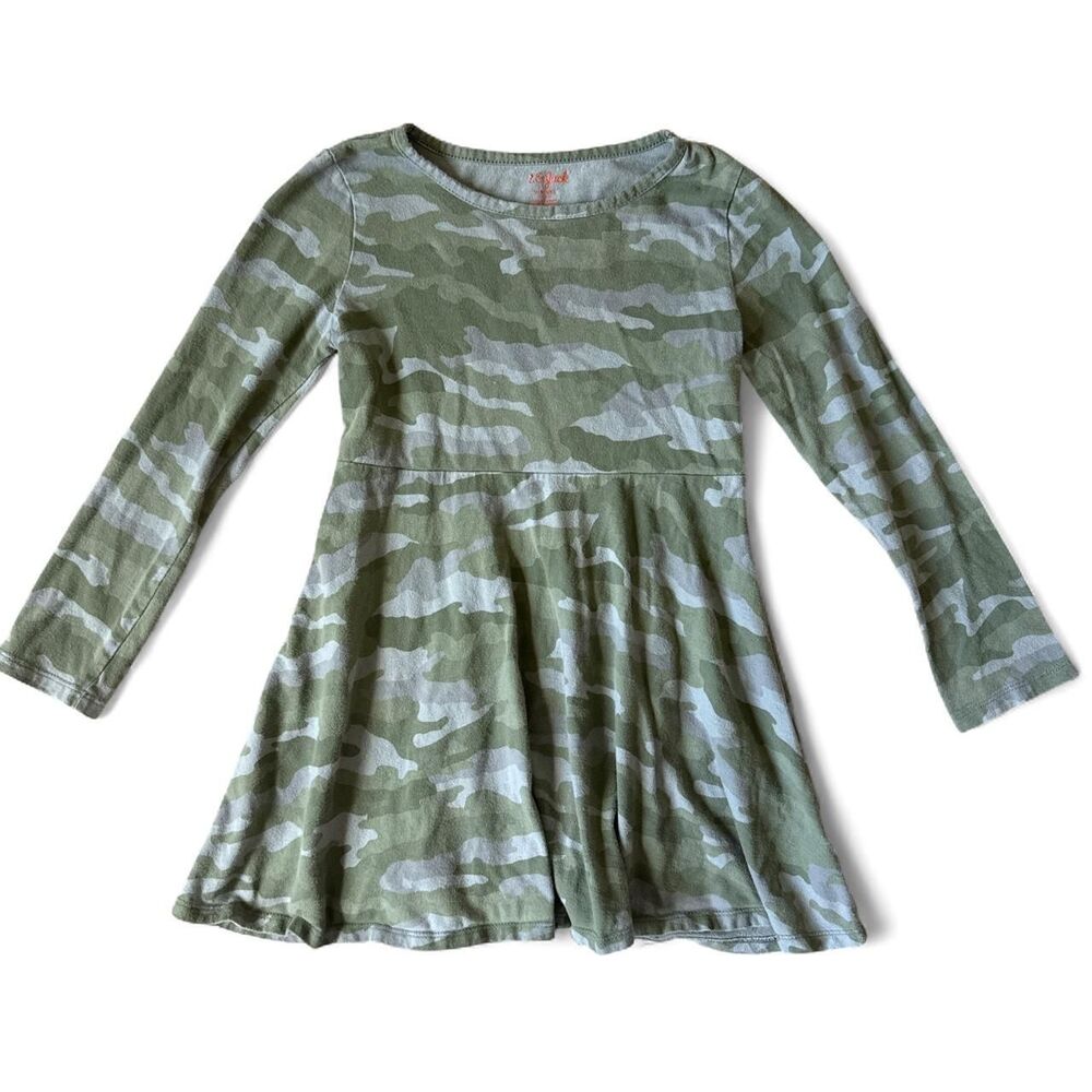 Cat & Jack Girls Size 6/6X Green Camo Long Sleeve Skater Dress